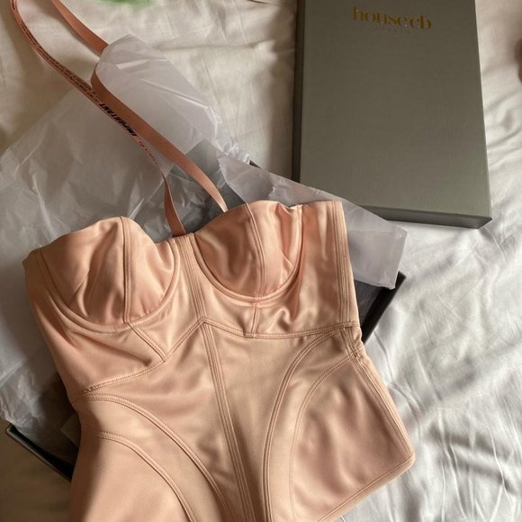 RARE HOUSE OF CB 'Antonella' Blush Satin Boned Corset NWOT - Picture 7 of 12